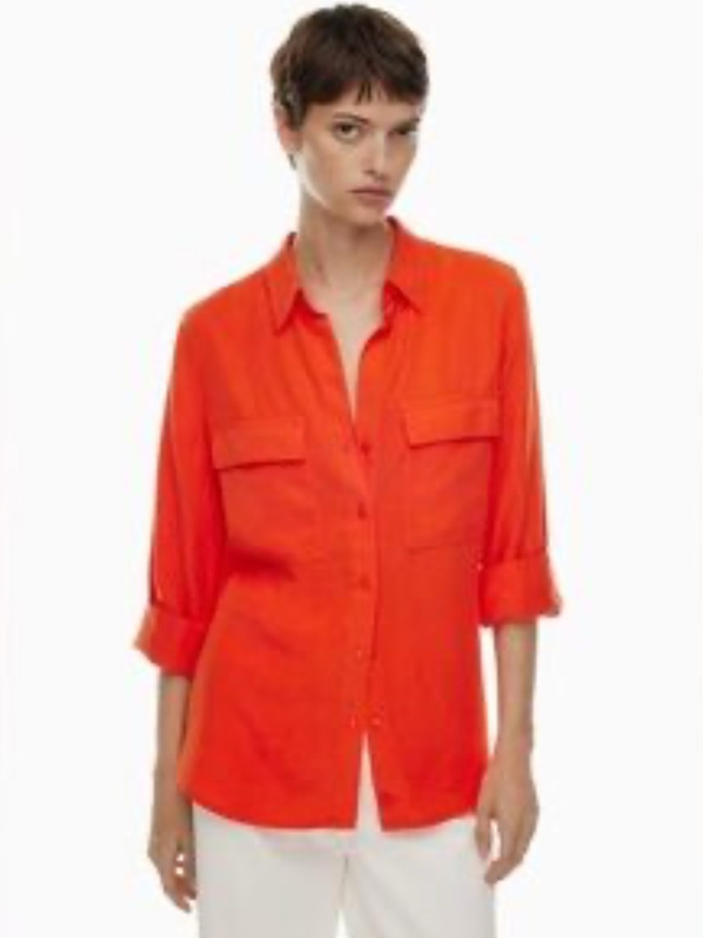 Aritzia Babaton Orange Button-Down Utility Shirt small Resortwear Coastal